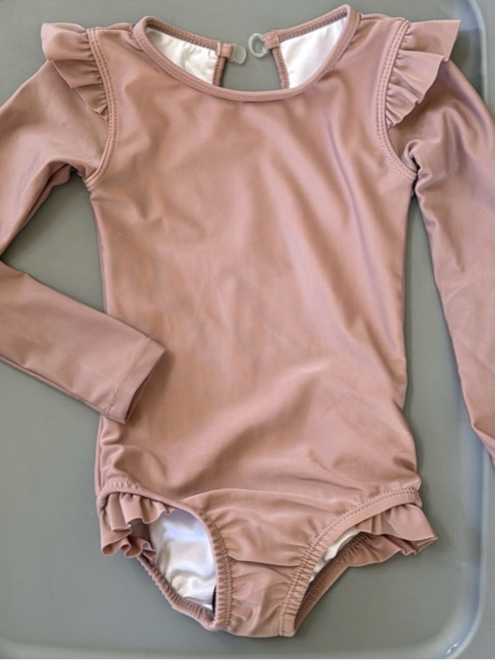 Jamie Kay Girls Long-Sleeve Ruffle Swimsuit - Dusty Pink - New/never worn